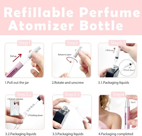 2 Pack Refillable Mini Perfume Atomizer Bottle，Portable Separate Bottles，Travel and Outings Spray Boxes Dispensers 5ml/0.2oz (Black) in Saudi Arabia
