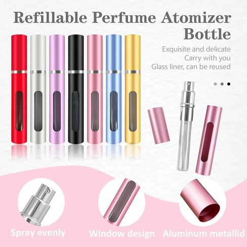 2 Pack Refillable Mini Perfume Atomizer Bottle，Portable Separate Bottles，Travel and Outings Spray Boxes Dispensers 5ml/0.2oz (Black) in Saudi Arabia