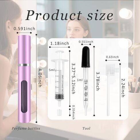 2 Pack Refillable Mini Perfume Atomizer Bottle，Portable Separate Bottles，Travel and Outings Spray Boxes Dispensers 5ml/0.2oz (Black) in Saudi Arabia