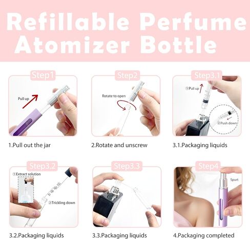 2 Pack Refillable Mini Perfume Atomizer Bottle，Portable Separate Bottles，Travel and Outings Spray Boxes Dispensers 5ml/0.2oz (Black) in Saudi Arabia