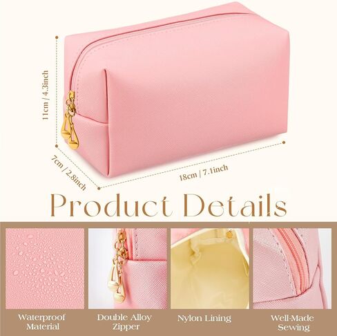 Kigeli 15 Pcs Aesthetic Makeup Bags PU Leather Cosmetic Pouches Waterproof Plain Toiletry Bags Makeup Pouches Bulk for Women Party Gift Travel Storage Organizer(Pink Series) in Kuwait