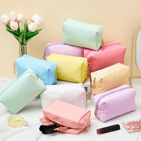 Kigeli 15 Pcs Aesthetic Makeup Bags PU Leather Cosmetic Pouches Waterproof Plain Toiletry Bags Makeup Pouches Bulk for Women Party Gift Travel Storage Organizer(Pink Series) in Kuwait
