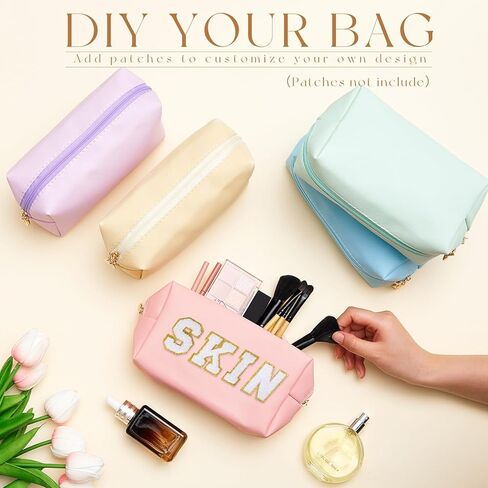 Kigeli 15 Pcs Aesthetic Makeup Bags PU Leather Cosmetic Pouches Waterproof Plain Toiletry Bags Makeup Pouches Bulk for Women Party Gift Travel Storage Organizer(Pink Series) in Kuwait