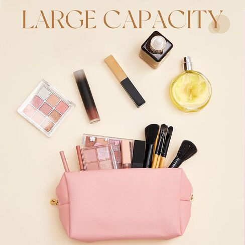 Kigeli 15 Pcs Aesthetic Makeup Bags PU Leather Cosmetic Pouches Waterproof Plain Toiletry Bags Makeup Pouches Bulk for Women Party Gift Travel Storage Organizer(Pink Series) in Kuwait