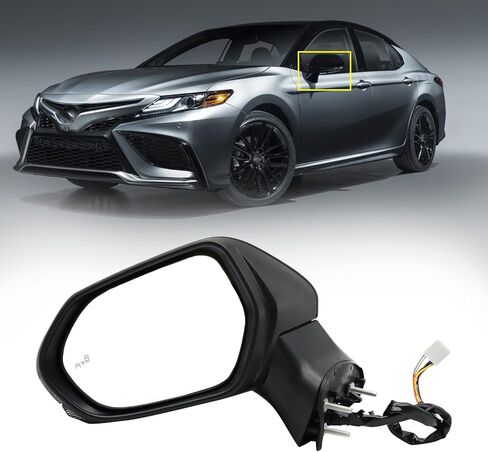 مرآة باب مناسبة لـ 2018 2019 2020 2021 Toyota Camry مرآة جانبية قابلة للطي يدويًا باللون الأسود مع إشارة الانعطاف والكشف عن البقع العمياء (جانب السائق الأيسر) in Kuwait