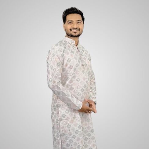 ملابس كورتا الهندية المطرزة القطنية للرجال من KNETLI in Kuwait