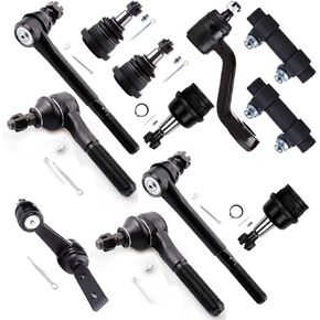SCITOO 12PC Front Suspension Kit for Dodge Ram 1500 1994-1996 Lower Ball Joints Front Adjusting Sleeve Upper Ball Joints Idler Arm Inner Tie Rod Ends Outer Tie Rod Ends Pitman Arm Auto Parts