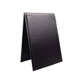 Table Tents Mini Display, Double-Sided, Restaurant Menu Covers Holders, Table Menu Holder QR Code Insert, A-Frame Triangle Faux Leather, Vertical 5 X 7 Inches Black 12 Pack