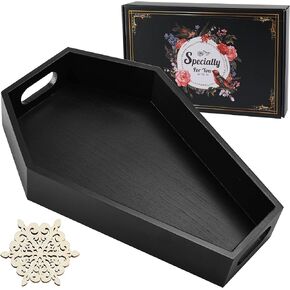 Wood Coffin Tray,Black Home Decor,Coffin Decorations Gothic Home,Crystal Coffin Serving Tray,Spooky Wooden Tray for Women,Coffin Charcuterie Board