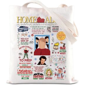 ENSIANTH TV Show Inspired Tote Bag Alone At Home Movie Inspired Gift 90s Christmas Movie Merch Christmas Party Handbag
