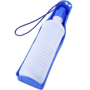 Pet Dog Travel Water Bottle Foldable Dog Water Dispenser Portable Dog Water Bottle with Drinking and Feeding Function(500ML-Blue)