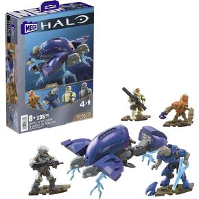 Mega Halo Toys Vehicle Building Set, Ghost of Requiem Aircraft with 135 Pieces, 4 Poseable Micro Action Figures and Accessories, Gift Ideas