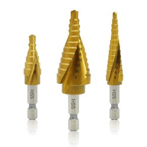 5Pcs Step Drill Bit & 5Pcs Countersink Drill Bit Set, Titanium Coated, 50 Sizes of Step Bit for Metal with Aluminum Case, Multiple Hole Stepped Up Bits for DIY