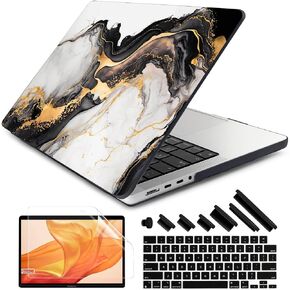 DONGKE for M3 MacBook Pro 16 inch Case 2024 2023 2021 A2991 A2780 M2 A2485 M1 Pro/Max with Retina Display & Touch ID, Plastic Hard Shell Cover & Screen Protector & Keyboard Cover, Abstract Marble in Kuwait