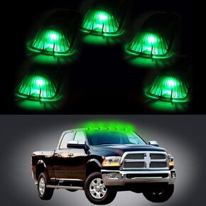 ECCPP Roof Running Light Cab Marker Smoke Cover +Green T10 W5W 194 168 LED Bulb for for Chevrolet for GMC C1500 C2500 C3500 K1500 K2500 K3500 (Pack of 5pcs)