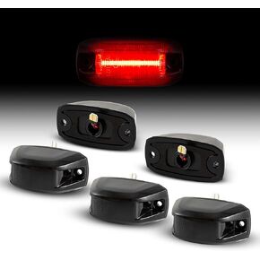 5 Pcs LED Rear Cab Roof Lights Compatible with 2014-2020 Dodge RAM ProMaster 1500/2500/3500 Red Clearance Markers Lamp Assemblies Running Lights Smoked Lens