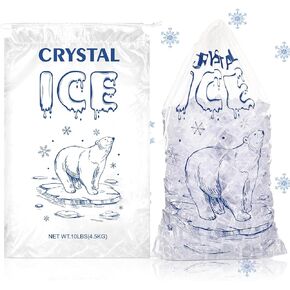 100 Pcs 10 lb Ice Drawstring Bags Ice Pouch Ice Plastic Reusable Sturdy Ice Storage with Pull String Closure for Ice Machine Ice Cube Storage Freezer Keeper