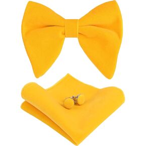 Alizeal Mens Pretied Velvet Adjustable Bow Tie, Hanky and Cufflinks Set
