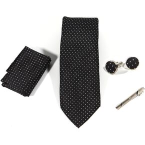 Ties for Men Set with Pocket Square Cufflink and Tie Clip | Necktie Handkerchief in Gift Box for Wedding and Business