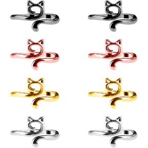 8 Pcs Yarn Ring Cat Kitty Ears Adjustable Crochet Loop Rings, Knitting Crochet Tension Ring for Finger Holder, Open Thimble for Crocheters Knitting Crochet Accessories, 4 Colors