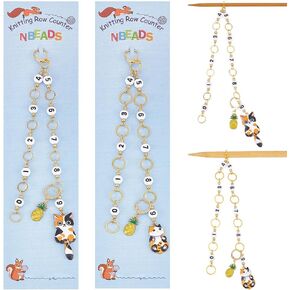 NBEADS 2 Pcs Enamel Cat Knitting Row Counter Chains, Number Beads Row Counter Chains Row Counting Accessories for Knitting Crochet Tracking Project Progress