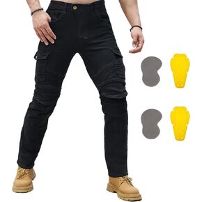 Motorcycle Riding Pants - Stylish and Protective Jeans for Motocross - Upgrade Knee Hip Protector Pads Included