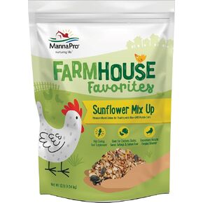 Manna Pro Farmhouse Favorites – Sunflower Mix Up – Premium Grains for Poultry – Made with Non-GMO Purple Corn – High Energy Poultry Feed Supplement – 10lb Bag