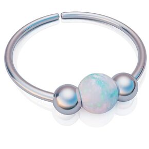 Tiny White Opal Nose Ring - 20G nose piercing hoop- 925 sterling silver Nose Piercing ring - Body Piercing