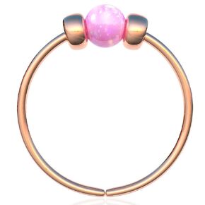 Rose Gold Nose Ring – 24G 7mm Hoop 2mm White Opal – Cute Jewelry Piercing Gift For Your Loved One