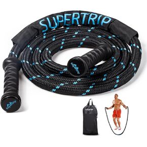 Supertrip Weighted Jump Ropes for Fitness Men Women 360 Rotating Handles, 3.1LBS 3.4LBS Polyester Heavy Skipping Rope for Exercise Workout Equipment