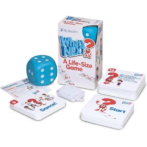 M&J Games What's Next? A Life-Size Game, Jumbo Sized, Create Memories, Family Game Night, Elementary School Class Activity, Interactive Board Game, Floor Game, Ages 4+, 25 Action Tiles, Giant Foam Die