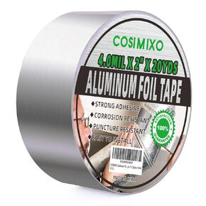 COSIMIXO Silver Aluminum Foil Duct Tape 4.0mil x 2 Inches x 70Yards,Heavy Duty,High Temperature Sealing and Patching,Perfect for HVAC,Air Ducts,Foamboard,Metal Repair,Insulation,Dryer Vent and More