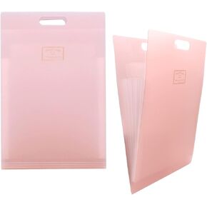 Expanding File Folder A4 Vertical Accordion Document Organizer 2 Pack Plastic File Folders with 6 Pockets (Pink)