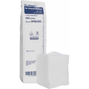 MediChoice Non-Woven Sponges, Non-Sterile, Gauze Sponges, for Cleansing, Prepping and Dressing, Highly-Absorbent and with Less Linting, 2"x 2", 4 Ply, 1 Pack of 200 Non-Woven Sponges