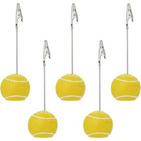 RONRONS 5 Pack Resin Ball Base Memo Clip Holder Stand Note Paper Clip Pictures Card Display with Alligator Clip,Tennis