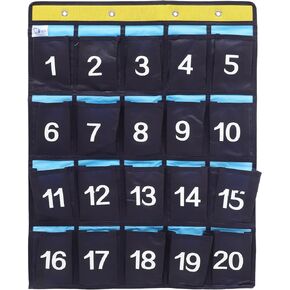 Classroom Storage Numbered Classroom Pocket Chart Over The Door Hanging Organizer 20 Pocket Calculator Cell Phone Holder Storage for Classroom Home Use Blue Classroom Mailbox