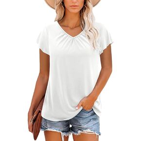 StunShow Womens T Shirts Ruffle Short Sleeve Tops Tunics Casual Summer Clothes 2024