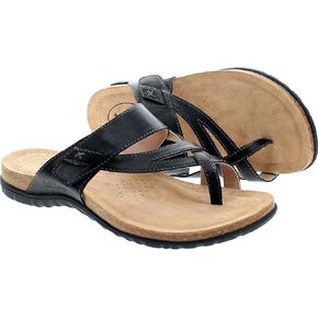 Taos Perfect Premium Leather Women's Cork Sandal - Open Back Toe-Post and Adjustable Strap Design with Arch Support for Exceptional Walking Comfort