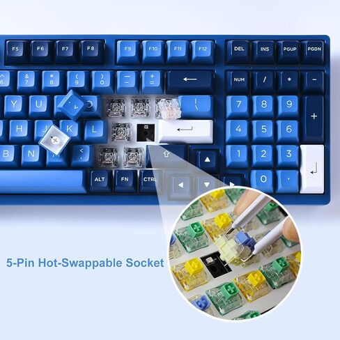 Akko Mechanical Gaming Keyboard, 3098B Hot-swappable RGB Mechanical Keyboard Ocean Star with 2.4G Wireless/Bluetooth/Wired Connectivity for Mac/Win with ASA Profile PBT Keycaps in Saudi Arabia