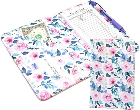 Industry Night Server Books Water Color Flowers | Cute Floral Roses 5x8 Waitress Wallet | Order Pad Holder in Saudi Arabia