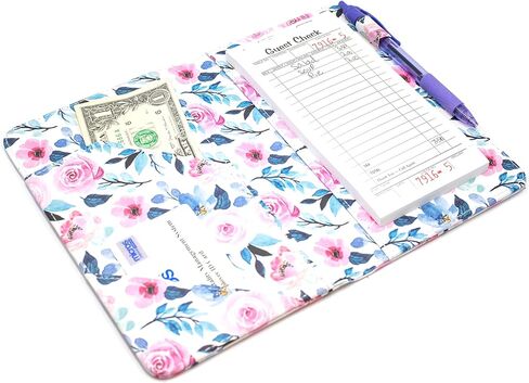 Industry Night Server Books Water Color Flowers | Cute Floral Roses 5x8 Waitress Wallet | Order Pad Holder in Saudi Arabia