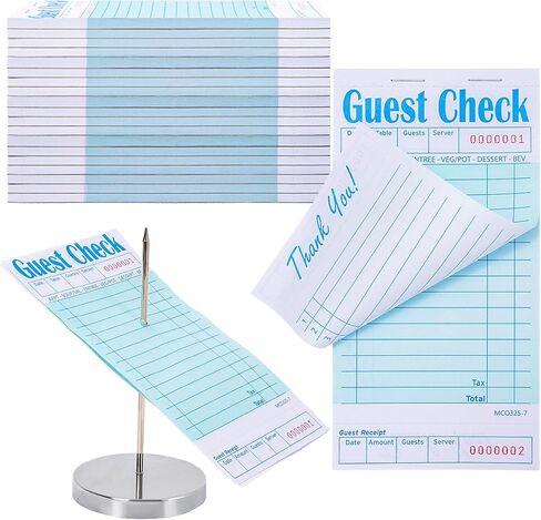 AnyDesign Guest Check Pads Server Check Books 3.5x6.7 Inch Guest Checks Notepad with Receipt Holder Spike for Waiter Waitress Servers Restaurant Café Food Truck Lounges, 50 Sheets/Pad, Green, 4 Pack in Saudi Arabia