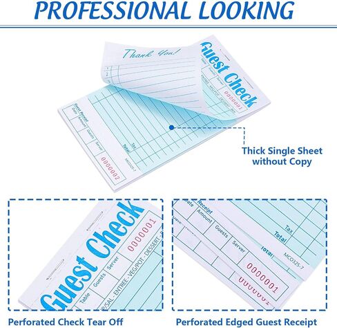 AnyDesign Guest Check Pads Server Check Books 3.5x6.7 Inch Guest Checks Notepad with Receipt Holder Spike for Waiter Waitress Servers Restaurant Café Food Truck Lounges, 50 Sheets/Pad, Green, 4 Pack in Saudi Arabia