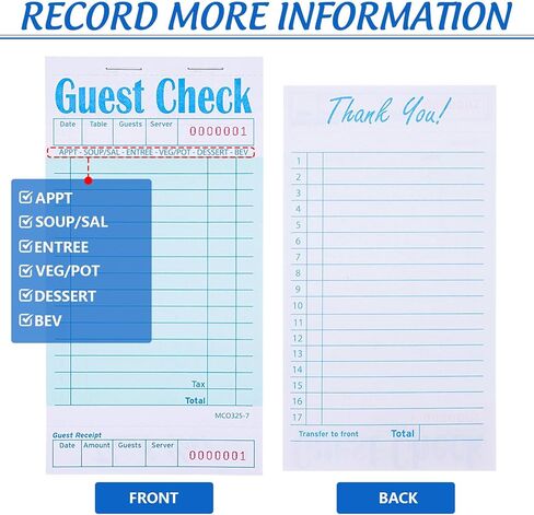 AnyDesign Guest Check Pads Server Check Books 3.5x6.7 Inch Guest Checks Notepad with Receipt Holder Spike for Waiter Waitress Servers Restaurant Café Food Truck Lounges, 50 Sheets/Pad, Green, 4 Pack in Saudi Arabia