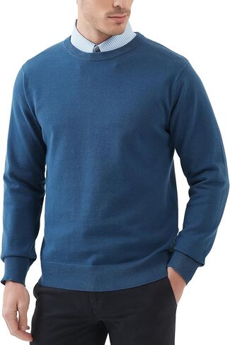 Kallspin Men's Crew Neck Sweater Regular Fit Long Sleeve Pure Cotton Casual Knit Pullover Sweater in Kuwait