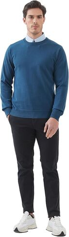 Kallspin Men's Crew Neck Sweater Regular Fit Long Sleeve Pure Cotton Casual Knit Pullover Sweater in Kuwait