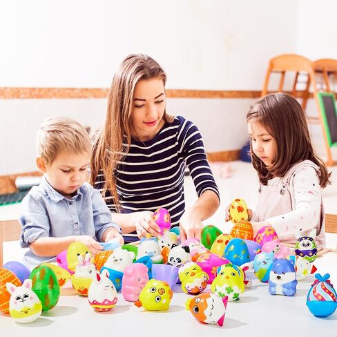 24 Pack Easter Eggs with Toys Inside, Easter Egg Fillers with Easter Squishy Toys, Easter Basket Stuffers, Easter Party Favors Assorted Toys, Easter Egg Hunt, Easter Gift Classroom Prize Supplies in Saudi Arabia