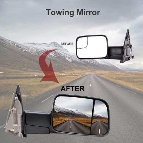 زجاج بديل لمرآة السحب السفلية مناسب لـ 1994-2009 Dodge Ram 1500 2500 3500 4000 4500 5500 700 Van Pickup Truck Driver الجانب الأيسر LH مسطح، بما في ذلك الوسائد اللاصقة in Saudi Arabia