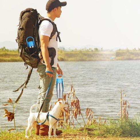 Dog Water Bottle, 27oz(750ml) Large Portable Dog Water Bottle, Dog Travel Water Bottle, Dog Water Bottle Dispenser, Stainless Steel Pet Travel Cup Outdoor Dog Water Bowl Bottle (Light Blue) in Kuwait