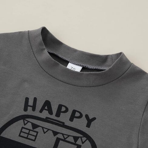 BULINGNA 2Pcs Baby Boy Summer Outfit Short Sleeve T-shirt Tops Long Pants Happy Camper Clothes in Saudi Arabia